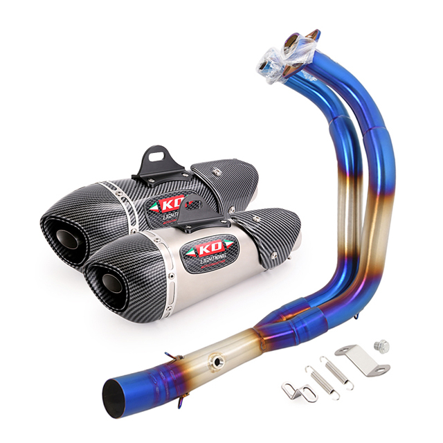 Para Yamaha R7 MT07 FZ07 Header motocicleta sistema de escape azul tubo de escape silenciador delantero tubo 2014-2024 